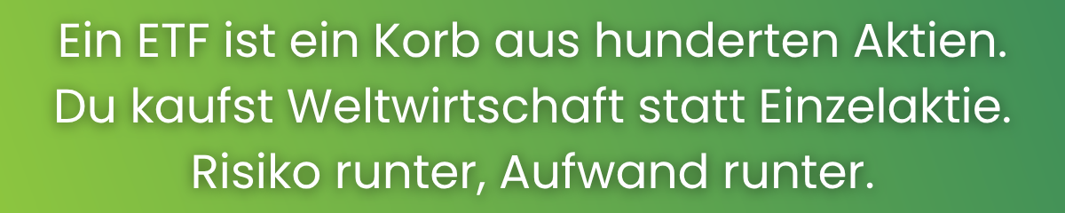 Ein ETF bündelt hunderte Aktien gleichzeitig – breite Streuung statt Einzelaktie für Einsteiger
