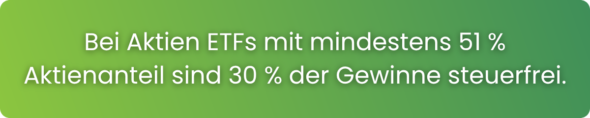 Visuelle Zwischenüberschrift zur Teilfreistellung bei ETFs