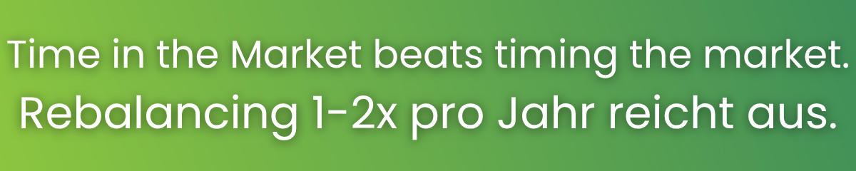 Time in the market beats timing the market. Rebalancing 1–2× pro Jahr.